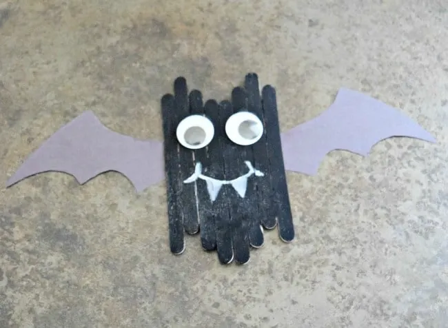 Create this cute little popsicle stick bat craft with your kids this Halloween. Simple and little needed in the way of supplies.