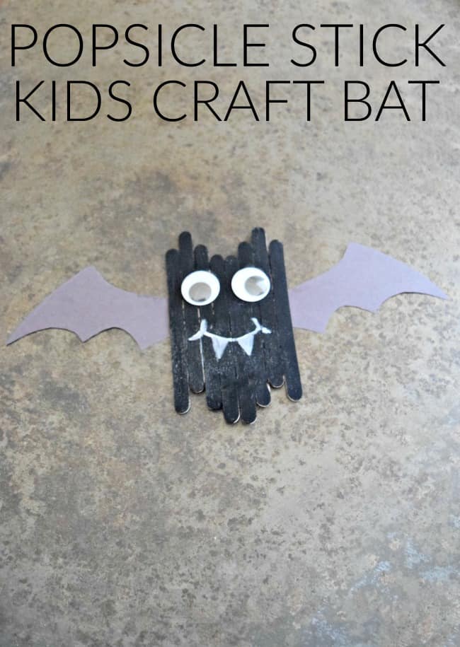 Bat made from popsicle sticks and simple craft supplies