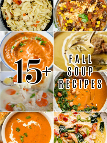 Collage of the best cozy fall soup recipes