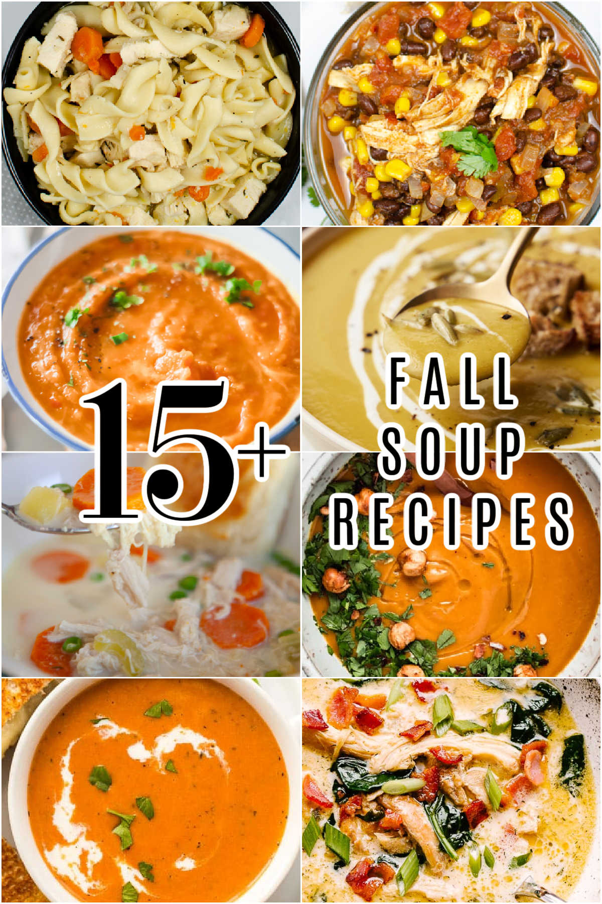 Collage of the best cozy fall soup recipes