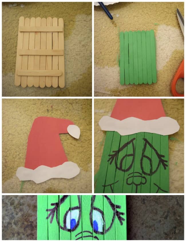 Create this super cute Popsicle Stick Grinch with your kids this holiday season. A perfect pairing with the classic book and movie. 