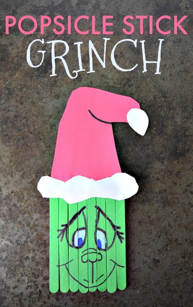 Create this super cute Popsicle Stick Grinch with your kids this holiday season. A perfect pairing with the classic book and movie. 