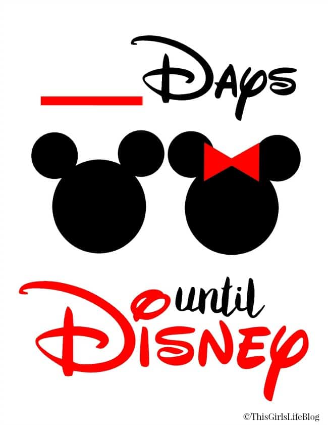 Free Countdown To Disney Printable