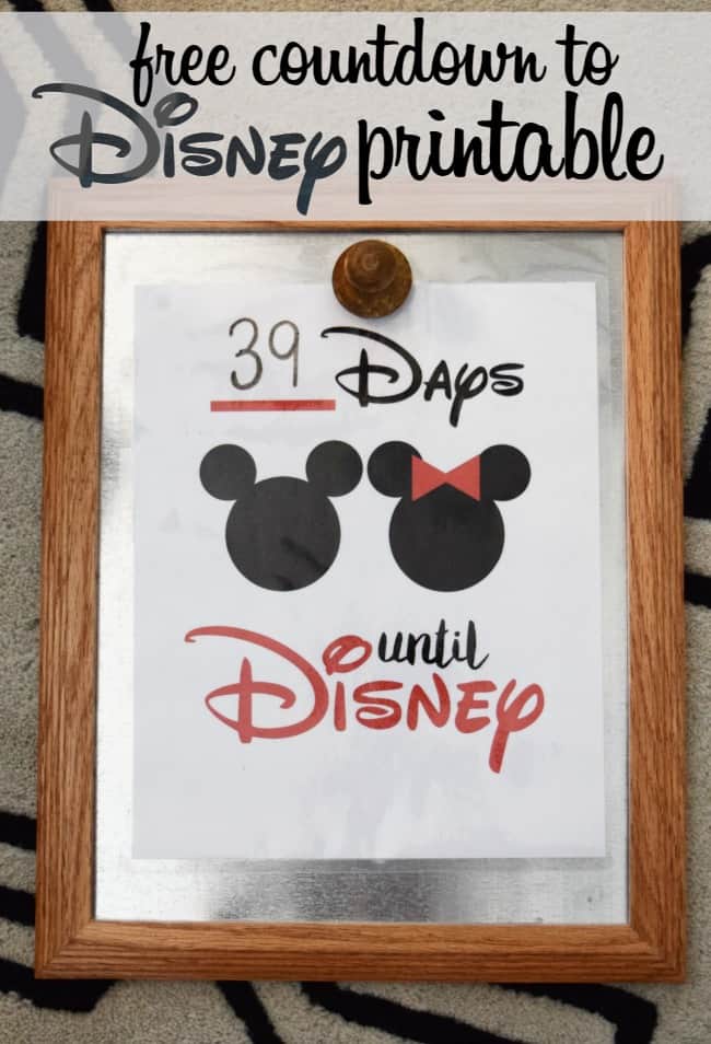 Looking for a fun and free way to countdown to Disney? Print this free printable and hang it up on the fridge or in a frame and start counting today.