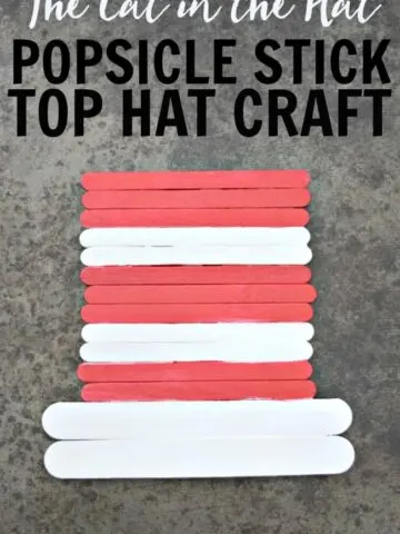 Looking for a easy way to celebrate Dr. Seuss's birthday on March 2nd. How about this simple and cute popsicle stick Cat in the Hat craft.
