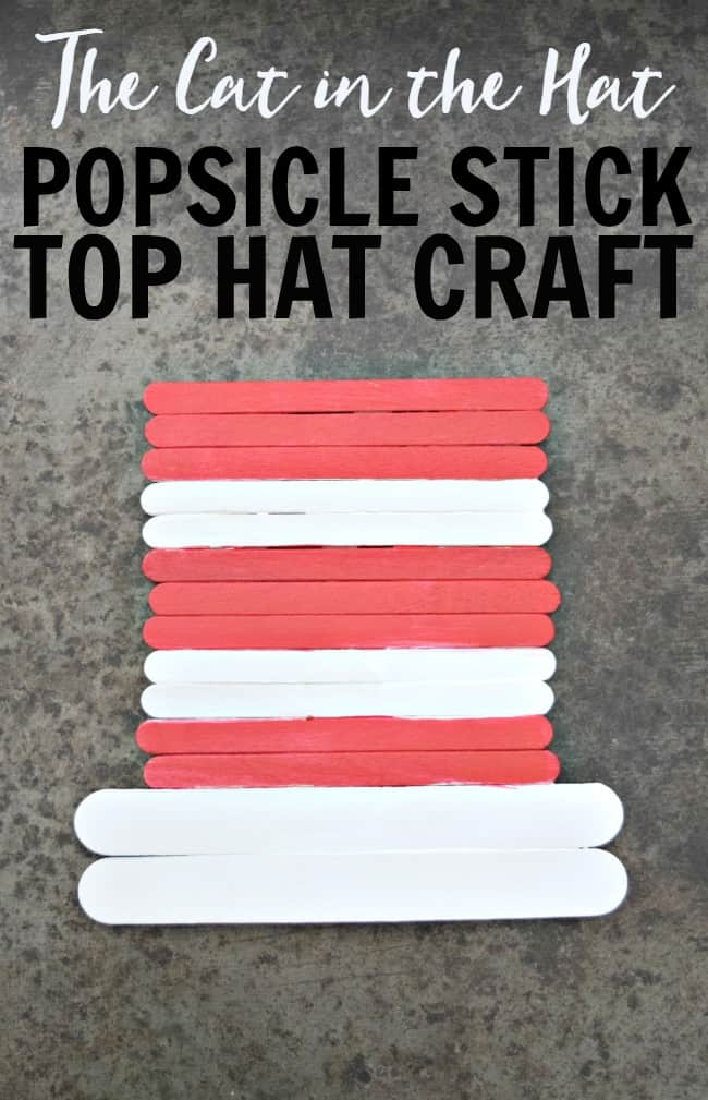 Looking for a easy way to celebrate Dr. Seuss's birthday on March 2nd. How about this simple and cute popsicle stick Cat in the Hat craft. 