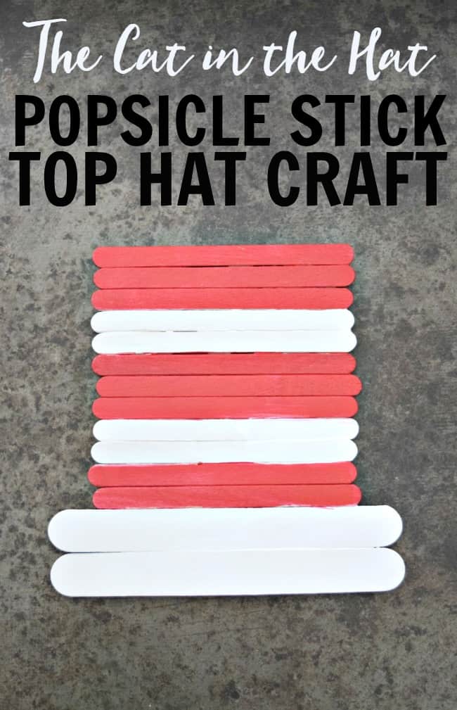 Looking for a easy way to celebrate Dr. Seuss's birthday on March 2nd. How about this simple and cute popsicle stick Cat in the Hat craft.