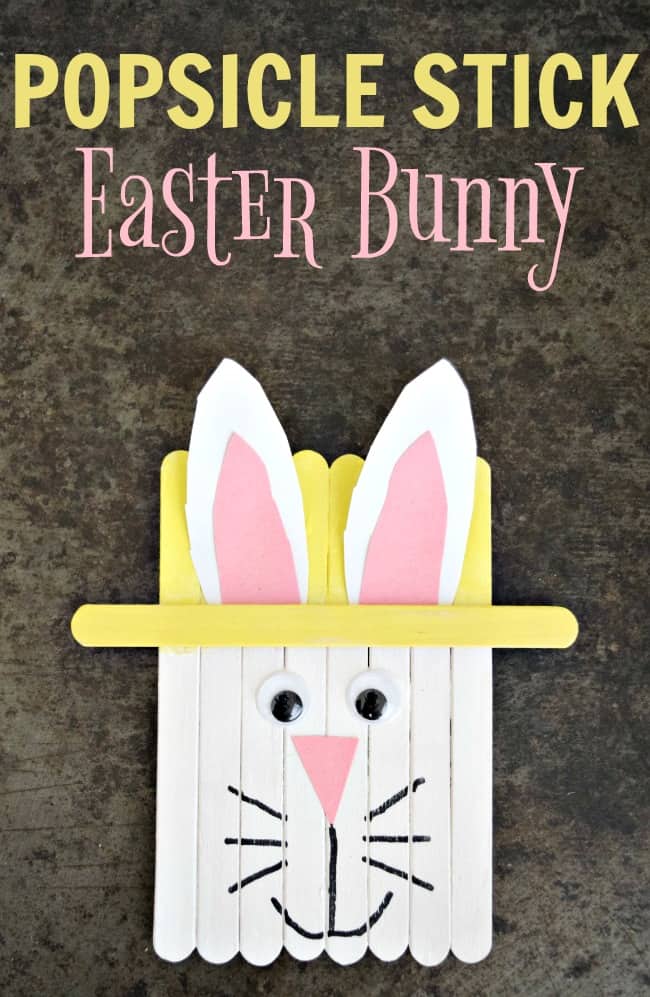 Let's get crafty this weekend with this super fun popsicle stick Easter bunny. Great kids craft idea for Easter or Spring.