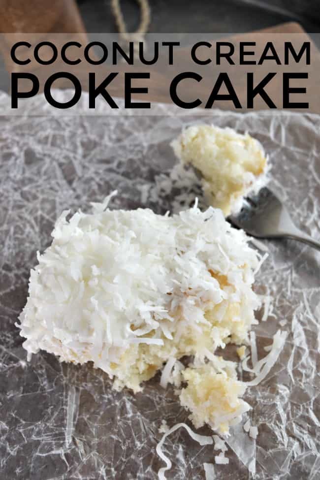Are you a super fan of coconut? This coconut cream poke cake is super easy to throw together and tastes so delicious. Eat cold for the best taste.