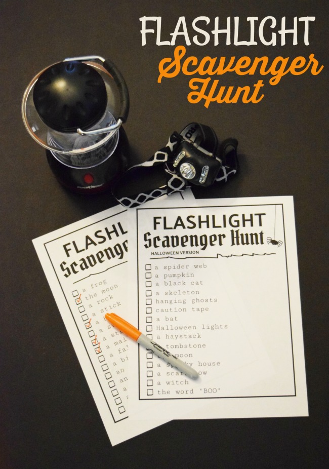 Let's go on a Flashlight Scavenger Hunt! Grab a flashlight and this free printable to have a fun-filled evening with your family and friends. Great for all ages!