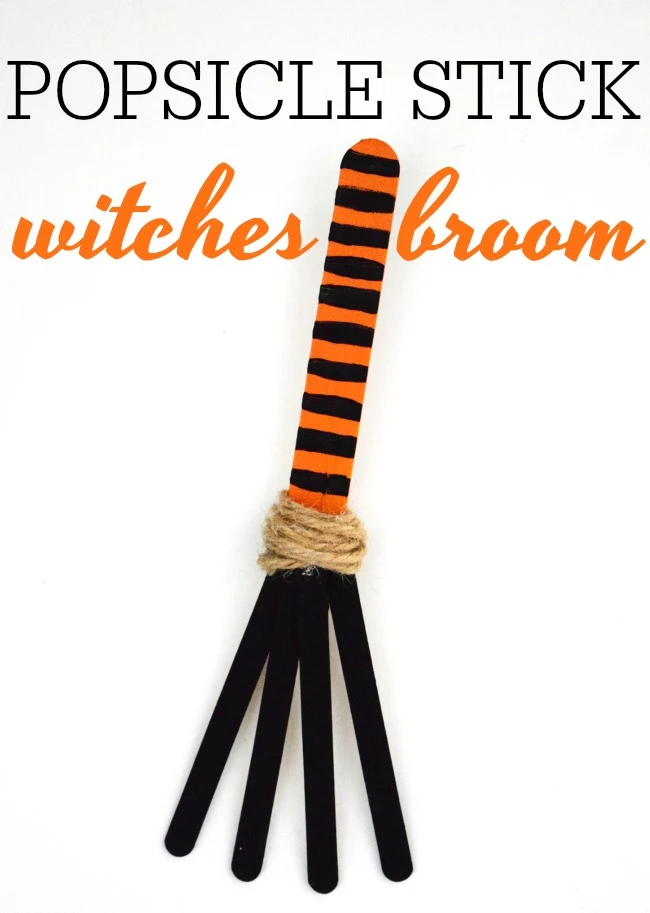 Learn how to make this super simple and cute popsicle stick witches broom. Pair it with one of our favorite Halloween books, Room on the Broom.