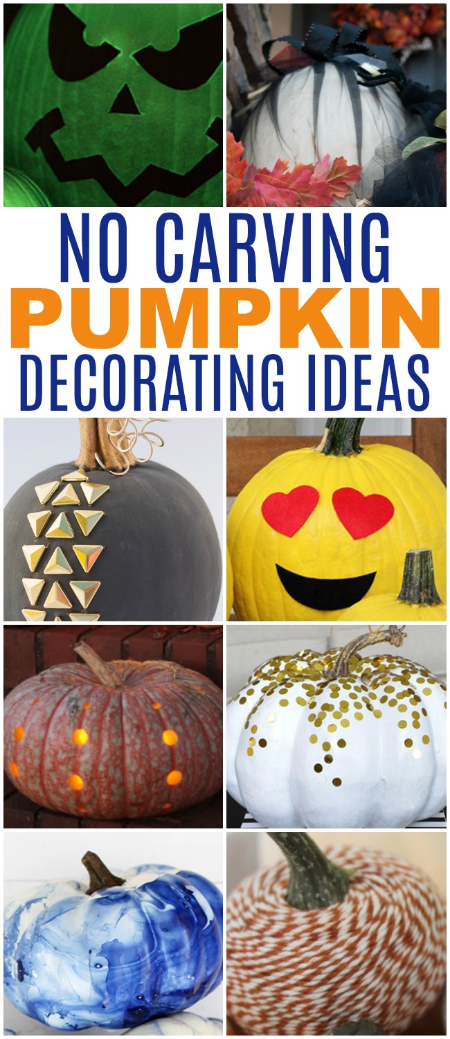 No carving pumpkin decorating ideas is just what you need when you have little kids. No need for a knife, these no-carve pumpkin ideas are all kid-friendly.