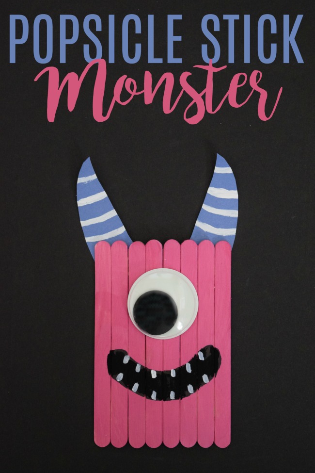 Create this popsicle stick monster craft to go along with a fun Halloween book, The Spooky Wheels on the Bus. #Halloween #PopsicleStickCrafts #crafts #monster #SpookyWheelsontheBus #bookcraft #kidsactivities #kidcrafts