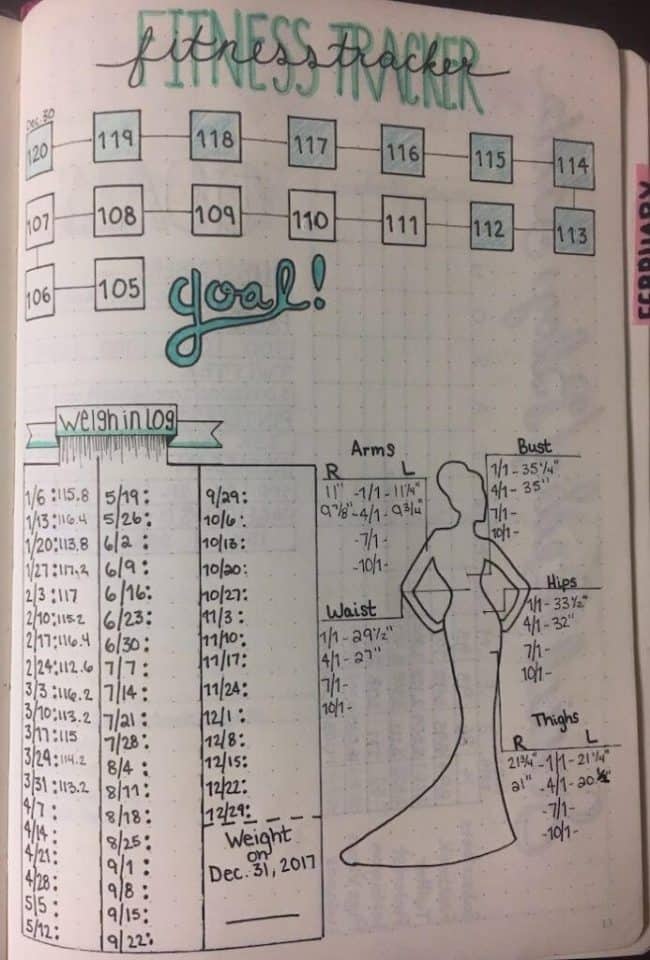 bullet journal weight tracker