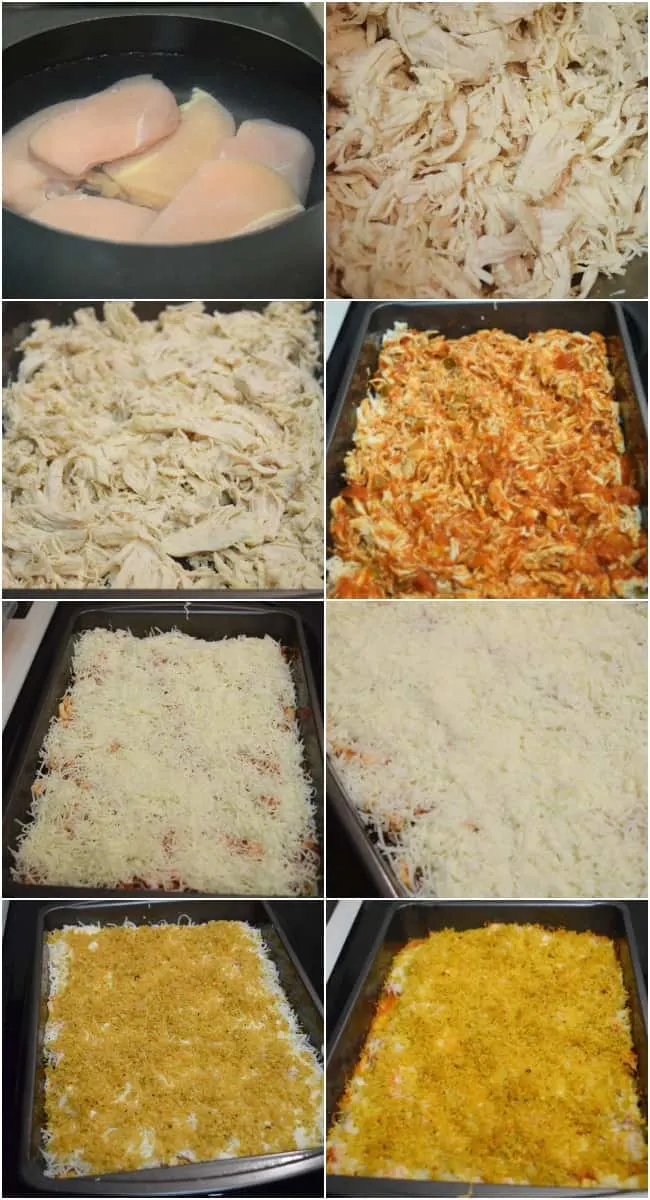 This easy chicken parmesan casserole is a cheesy, crowd-pleasing casserole that can be ready to bake in 10 minutes. A super easy weeknight meal that will feed a whole crowd. #ChickenParmesanCasserole #EasyChickenParmesan #ChickenParmesan #CasseroleRecipes #ChickenRecipes
