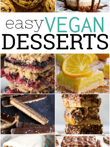 Whether you're vegan or are simply just looking for something sweet, these easy vegan desserts are sure to satisfy. A selection of easy to prepare, delicious vegan desserts that are perfect for sharing with your family and friends or hosting a party too. #EasyVeganDesserts #Vegan #EasyDesserts #Desserts #VeganDesserts