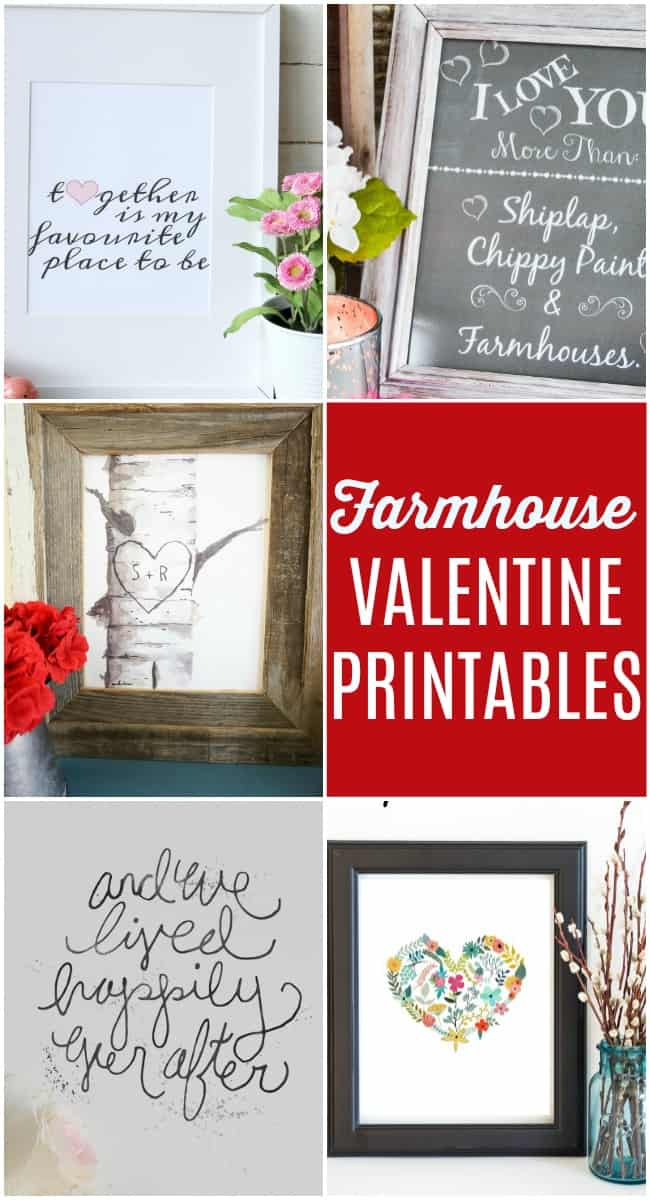 Free Valentine Printables are the perfect way to add a little Farmhouse style valentine decor without spending a dime or going to crazy in the cutesy decor.  #ValentinesDay #ValentinePrintables #FreePrintables #Farmhouse #ValentinesDayDecor 