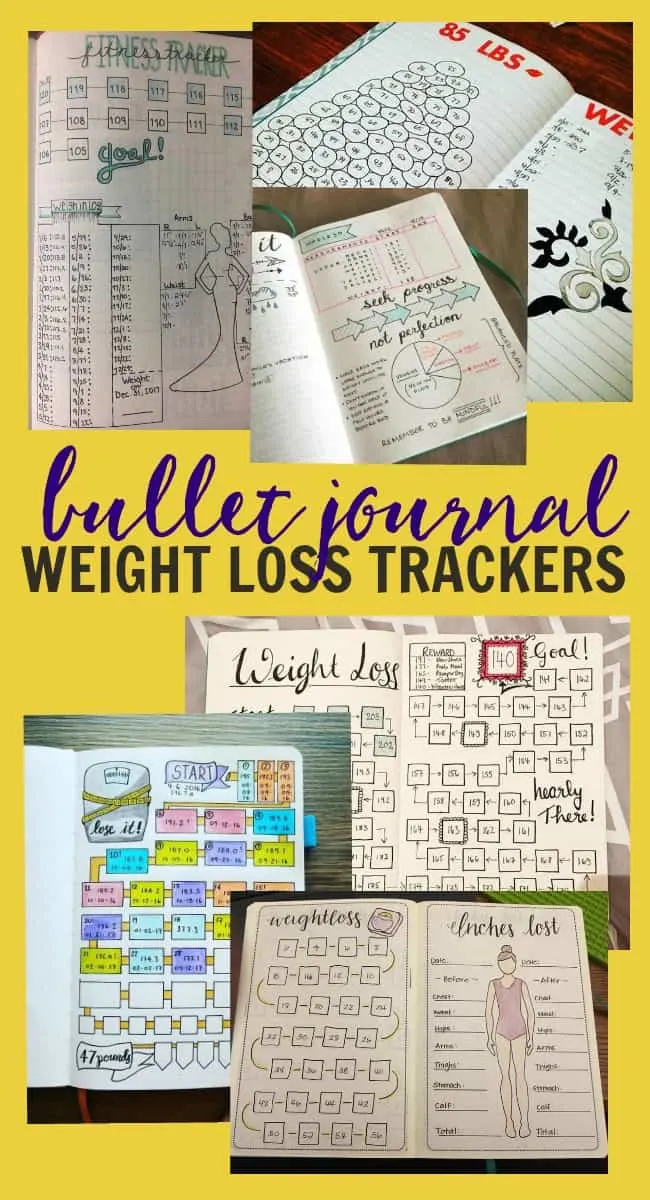 This photo features a collage of different weight loss tracker ideas.