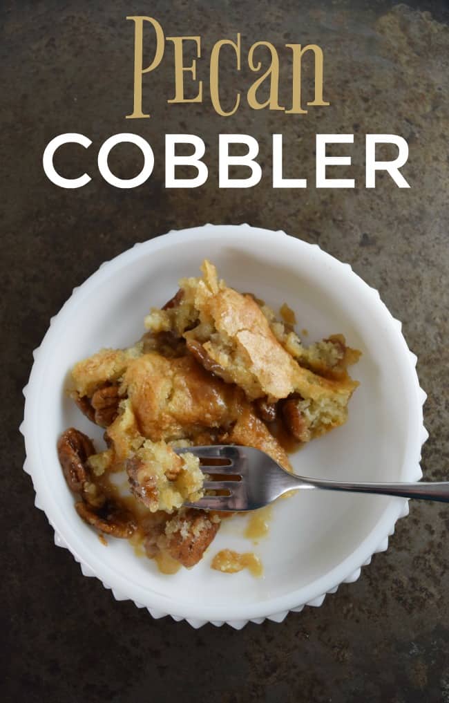 Pecan Cobbler makes having the taste of pecan pie so quick and easy. A great dessert to feed a whole crowd whether at your next family get together or just because you like your friends. This recipe takes the pecan pie to a whole other level. #pecancobbler #pecanpie #pecans #cobblerrecipes #southernrecipes