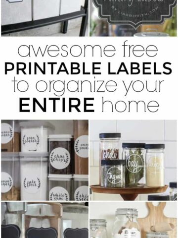 These printable labels are ready for you to get your home organized beautifully. De-clutter and de-stress with all of these fun labels. They will help you organize every space of your home -- from the entry to the kitchen and everything in between. #PrintableLabels #FreePrintables #Printables #FreePrintableLabels #Labels