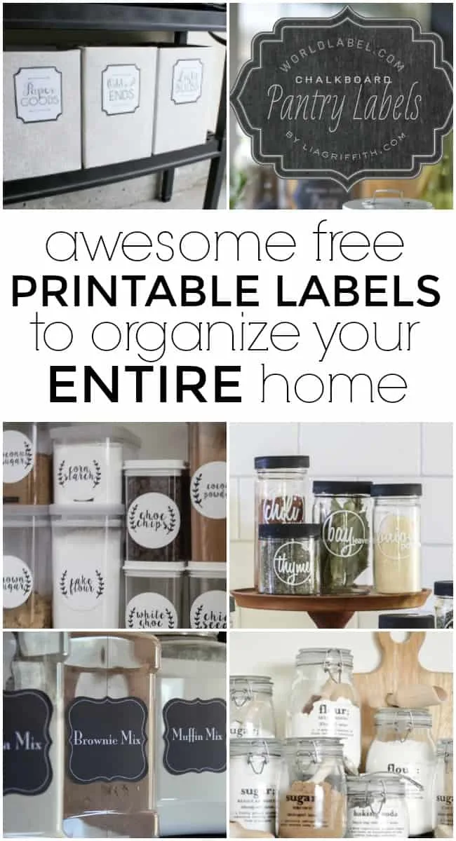 These printable labels are ready for you to get your home organized beautifully. De-clutter and de-stress with all of these fun labels. They will help you organize every space of your home -- from the entry to the kitchen and everything in between. #PrintableLabels #FreePrintables #Printables #FreePrintableLabels #Labels
