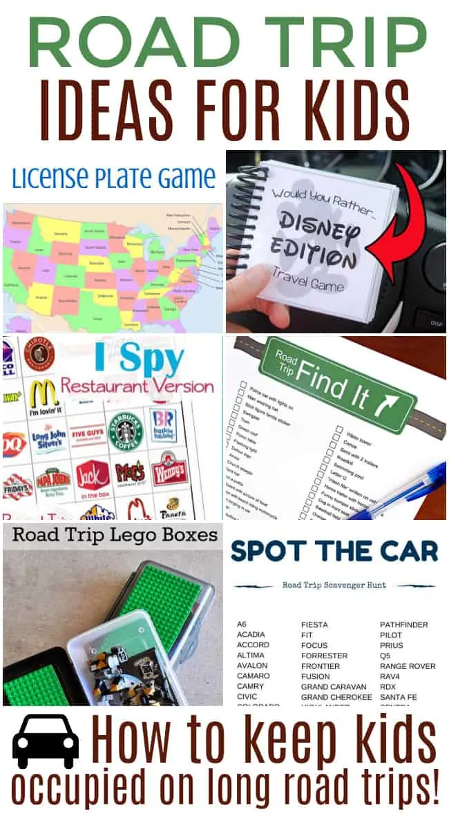 College of different road trip ideas for kids printables