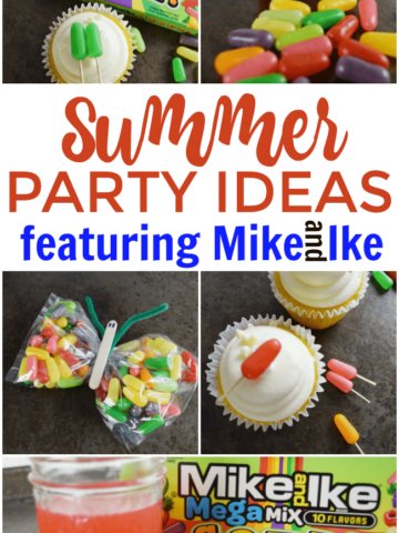 Summer parties are always the most anticipated events of the year. Make your party count with special touches like these summer party ideas featuring Mike and Ike MegaMix Sours including mini popsicle cupcake toppers and candy infused drinks. #Summer #PartyIdeas #SummerParties #MikeandIke #Colorful