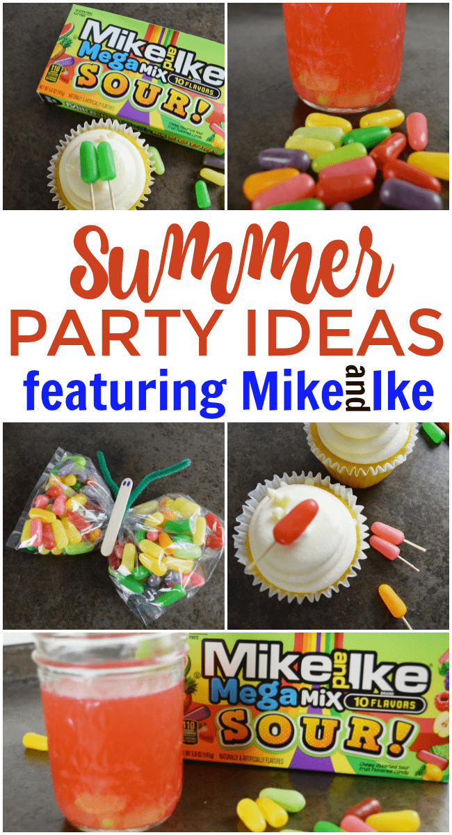 Summer parties are always the most anticipated events of the year. Make your party count with special touches like these summer party ideas featuring Mike and Ike MegaMix Sours including mini popsicle cupcake toppers and candy infused drinks. #Summer #PartyIdeas #SummerParties #MikeandIke #Colorful