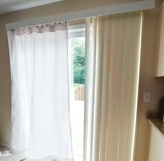 Replace Vertical Blinds With Curtains, How To Hang Curtains Over Sliding Glass Door Blinds