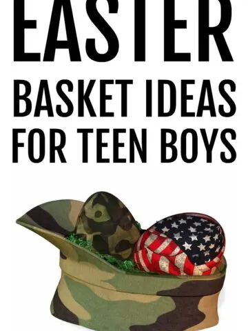 Cap with eggs with the title Easter Basket Ideas for Teen Boys