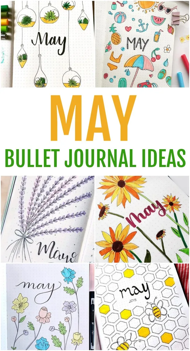 Collage of May Bullet Journal Ideas