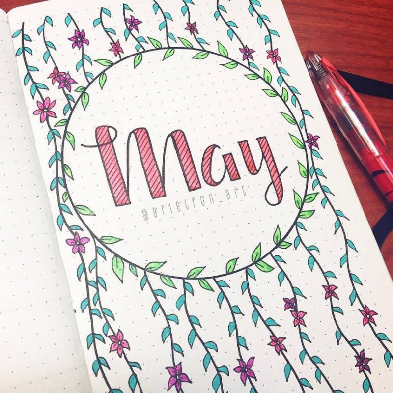 May Bullet Journal Ideas - Monthly Layout Spread | Cover Page | Setup