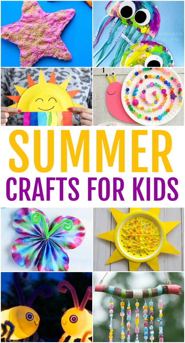 Collage of summer craft for kids