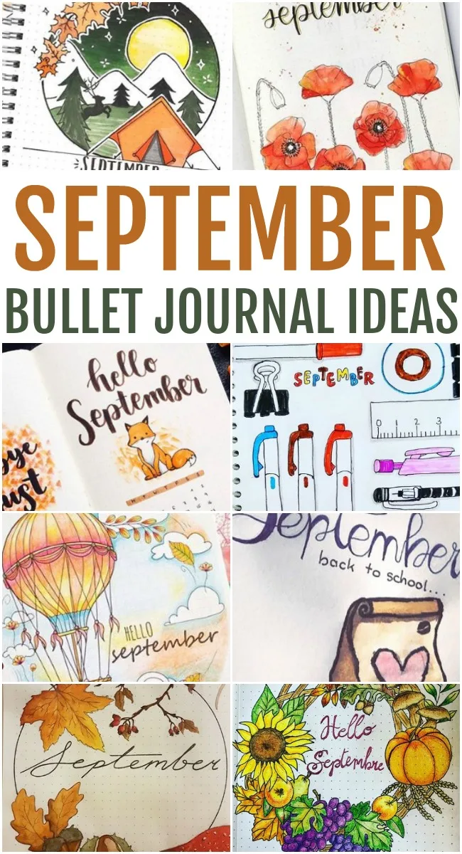 This photo features a collage of different September Bullet Journal Ideas.