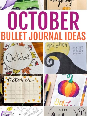 This photo features a collages of October Bullet Journal Ideas