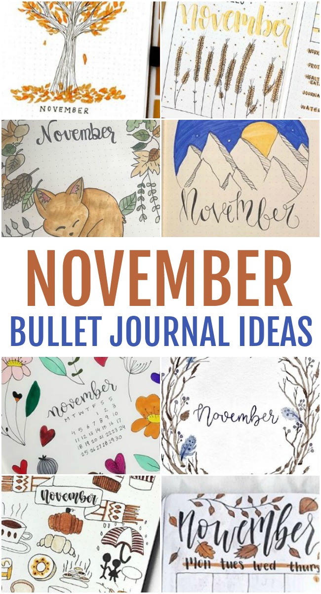 Collage of November Bullet Journal Ideas