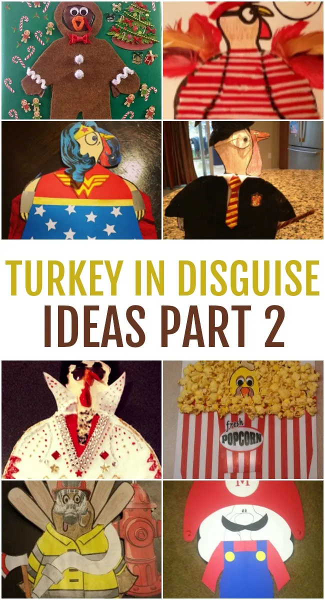 This image features a collage of the different Turkey in Disguise Ideas you can create.