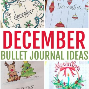 This photo features a collage of December Bullet Journal Ideas.