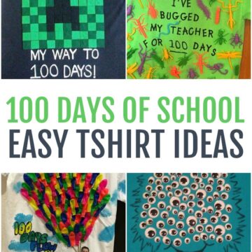 This photo features a collage of different 100 days of school tshirt designs.