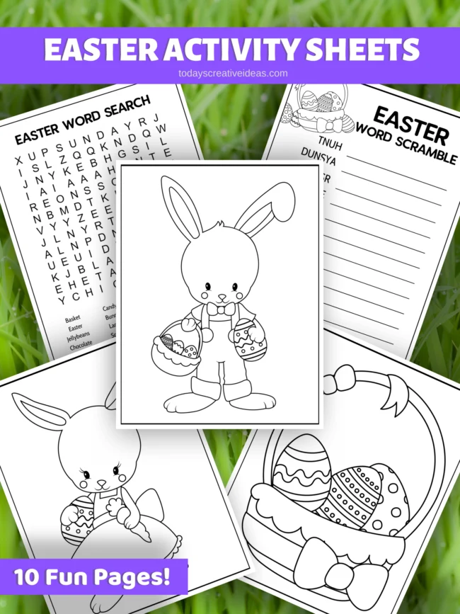 Collage of Easter Printables Activity Pack prints