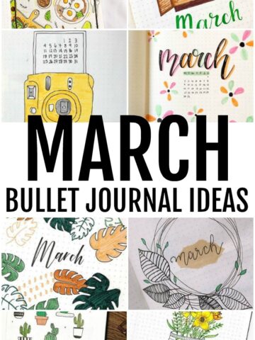 Collage of March Bullet Journal ideas