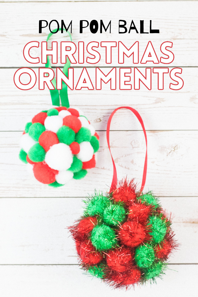 This photo features samples of the pom pom ball Christmas ornaments.