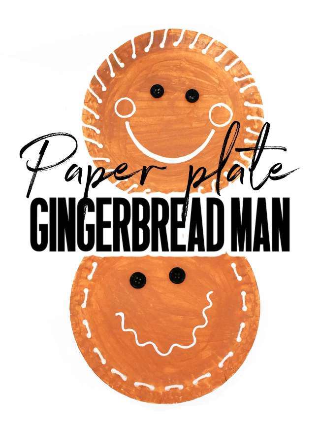 This photo features two different styles of paper plate gingerbread man crafts