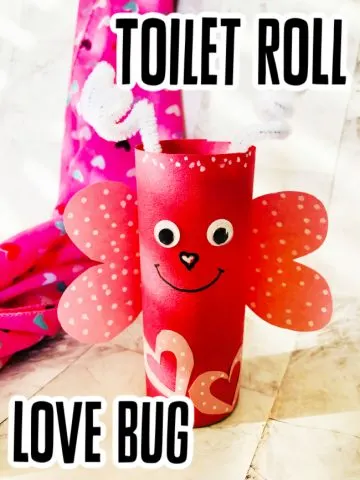 This photo features a created version of the Toilet Roll Love Bug craft for kids.