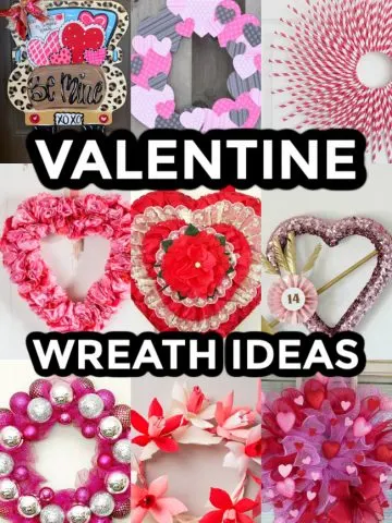 This photo shows a collage of different Valentine's Wreath Ideas.