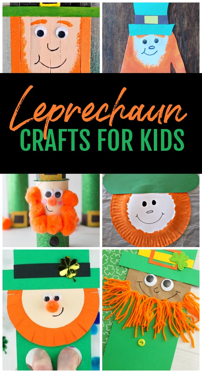 Collage of Leprechaun Crafts for Kids