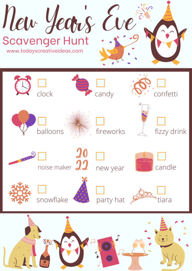 New Years Scavenger Hunt Game Printable New Year's Eve