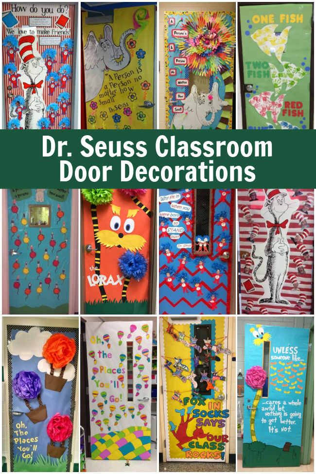 Collage of Dr. Seuss Classroom Door Decorations