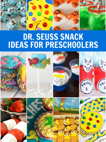 Collage of Dr. Seuss Snack Ideas for Preschoolers