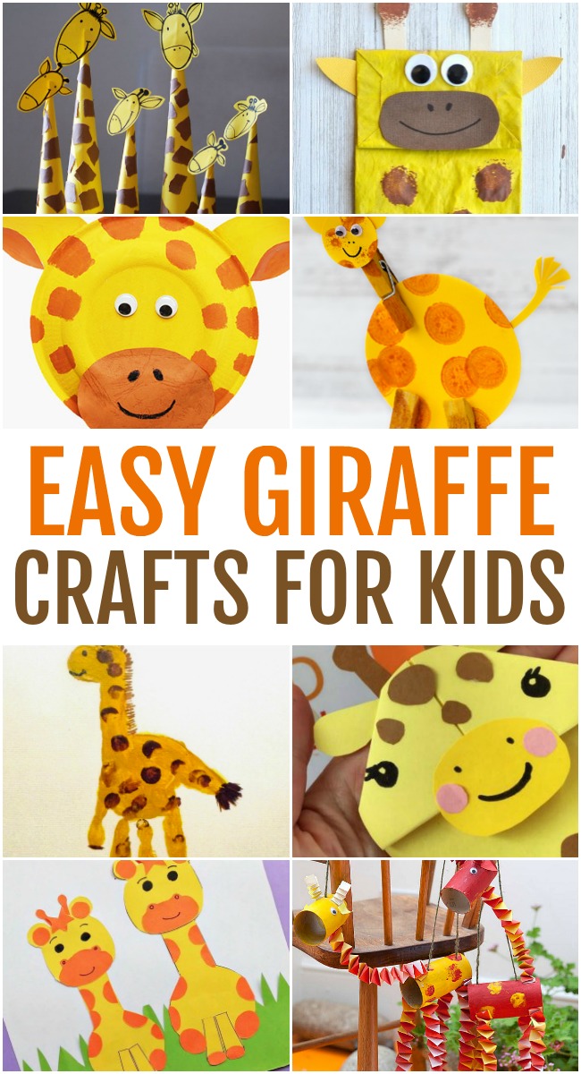Collage of Giraffe crafts for kids